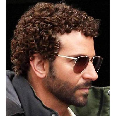 Herren Afro Perücke Braun Lockig Kurz 70er 80er Synthetik Realistisch für Disco