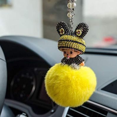 SYSUII Rückspiegel Anhänger, Bling Strass Puppe, Niedlicher Auto