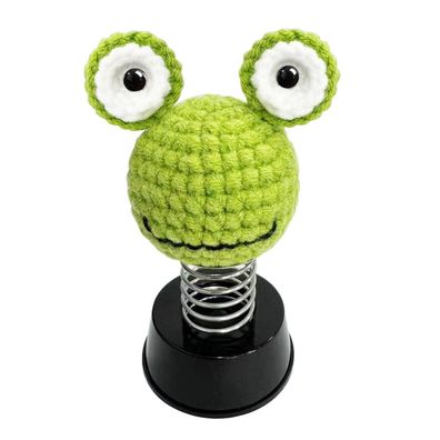 KIAYOO Gestrickter Frosch Auto Deko, Wackelfigur für Armaturenbrett, Büro