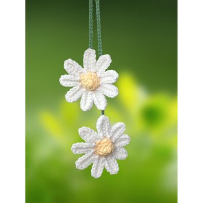 KIAYOO Gestricktes Gänseblümchen Auto Anhänger Deko für Rückspiegel, Geschenk