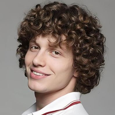 Herren Afro Lockenperücke Kurz Braun Synthetisch 70er 80er Disco Party Perücke