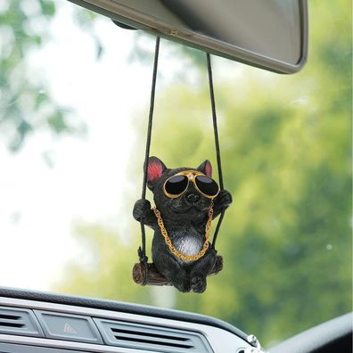 OOTSR Auto-Ornament Bulldogge - Niedliches Hundezubehör für den Rückspiegel