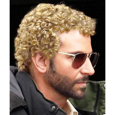 Herren Kurze Lockige Afro Perücke Hellblond - Synthetische Faser für Cosplay