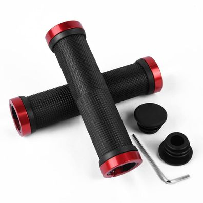 URAQT Fahrrad Lenkergriffe Rot - Rutschfest, Ergonomisch, Doppelschloss-System