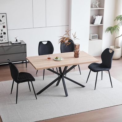 JZGORC Esstisch mit 4 Stühlen Esszimmer-Set, rechteckiger Holztisch (140cm) mit