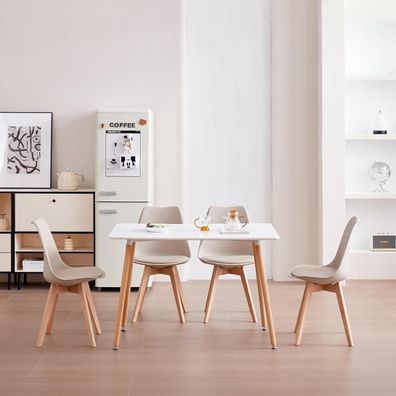 JZGORC Esszimmer-Set: Esstisch (110x70x75 cm) mit 4 skandinavischen Stühlen in
