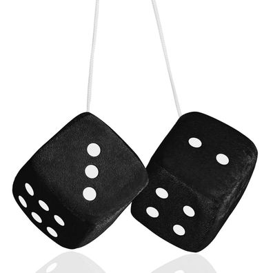 DIVINA VITAE Plüschwürfel für Auto Rückspiegel, 7cm Retro Quadrat mit weißen