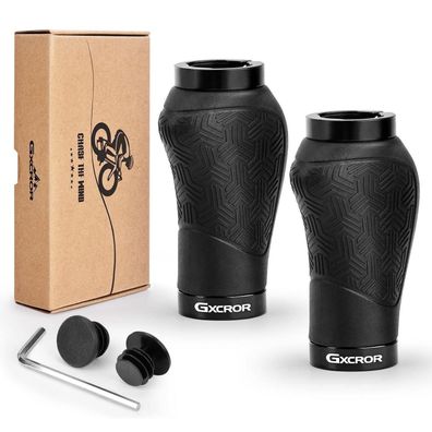 GXCROR Fahrradgriffe Ergonomisch Schwarz, Anti-Rutsch, Beidseitige