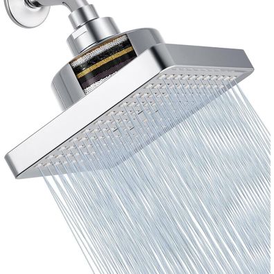 Jinyomfly Kopfbrause Hochdruck mit Filter, 6 Zoll Regendusche, Anti-Kalk-Düsen