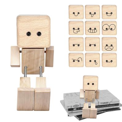 Pluvyze Wackelnde Holzmann Figur mit 12 austauschbaren Emoji-Gesichtern