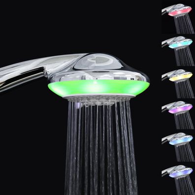 Jinyomfly LED Duschkopf mit 7 Farben und 5 Duschmodi, 12.5cm