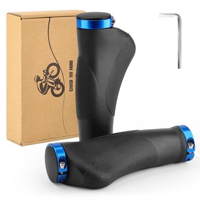 GXCROR Ergonomische Fahrradgriffe 130mm Schwarz Blau - Anti-Rutsch