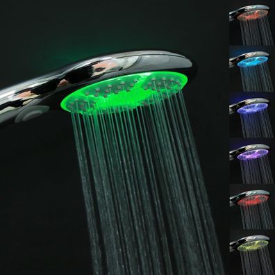 Jinyomfly LED Duschkopf beleuchtet mit 7 Farben und 3 Strahlmodi, 12,5 cm