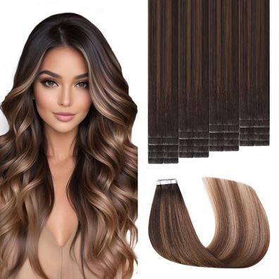 Sweetmet Pro3.0 Haarverlängerung Echthaar Tape 50cm #2/6/18 Dunkel Braun bis