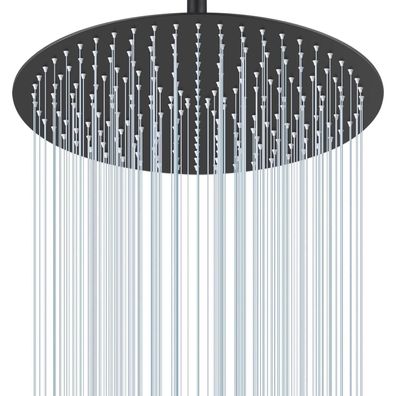 KINLIV 40CM Rund Regendusche Duschkopf Schwarz, 16 Zoll Wasserfall Duschkopf