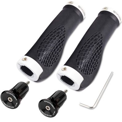 Topcabin Ergonomische Fahrradgriffe mit Doppel-Lock-System, rutschfest, weiß