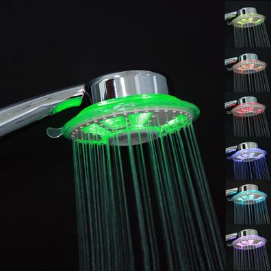 Jinyomfly LED Duschkopf mit 7-farbigem Farbwechsel, 2 Duschmodi