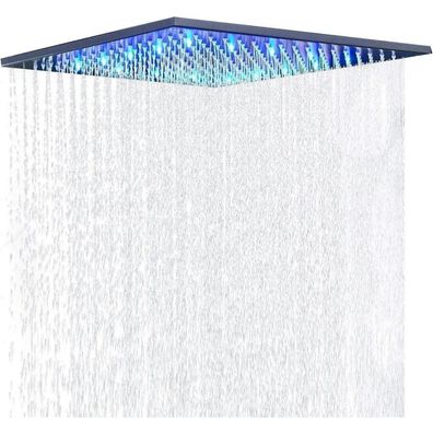 Junsottor LED Deckenbrause Regendusche 30x30cm Schwarz mit Farbwechsel