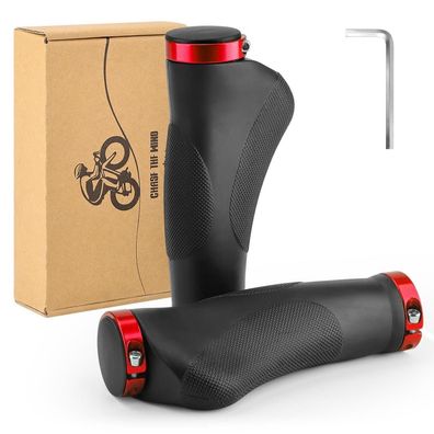 GXCROR Ergonomische Fahrradgriffe 130mm Schwarz Rot - Anti-Rutsch