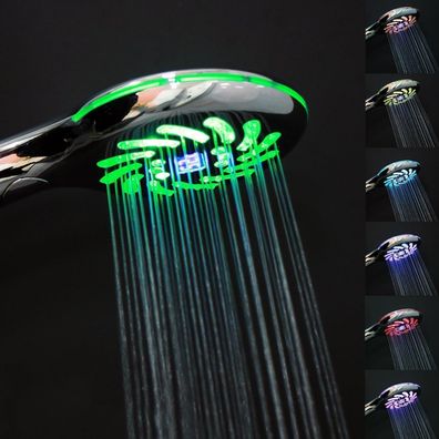 Jinyomfly LED Duschkopf mit Temperaturanzeige und 7 wechselnden Farben, 3