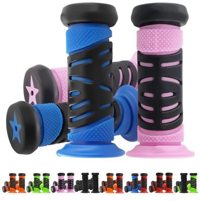 TOKSEO Fahrradgriffe Kinder 22mm, 95mm Länge, Blau+Rosa, Gummi Lenkergriffe für