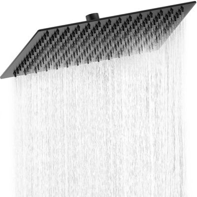 Hausprofi Kopfbrause 12 Zoll Edelstahl 304 Quadratisch Regendusche Mattschwarz
