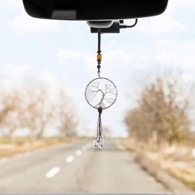 Cobee Baum des Lebens Auto Spiegel Anhänger mit 7 Chakra Heilkristallen - Weiß