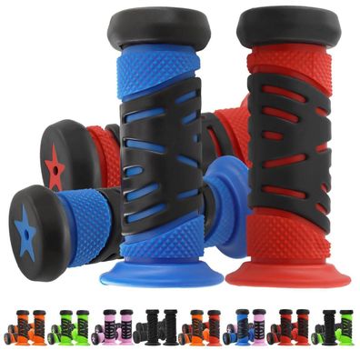 TOKSEO Fahrradgriffe für Kinder, 95mm Länge, 22mm Kaliber, Blau+Rot, mit