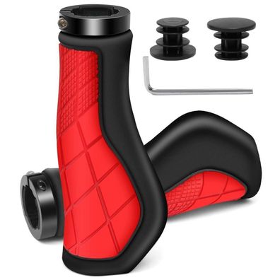 REETEE Fahrradgriffe Rot, Ergonomisch & Rutschfest, für 22,2mm Lenker, MTB