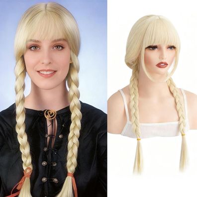 Luxiremi 26 Zoll Blonde Zopfperücke für Damen - Ideal für Cosplay, Karneval und