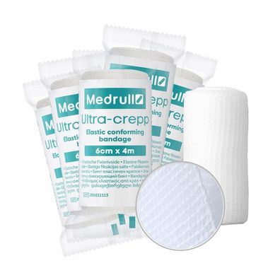 Medrull 10 Stück Mullbinden Set 6cm x 4m - Hochelastische Fixierbinden für
