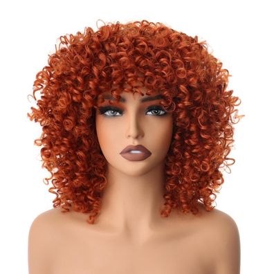 Porsmeer 14 Zoll lockige Afro Kinky Perücke für Frauen mit Pony, schulterlang