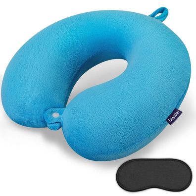 Gosider Nackenkissen für Reisen, U-förmiges Memory Foam Flugzeugkissen, Seeblau