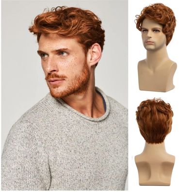 Herren Perücke Kurz Orange Synthetisch Hitzebeständig Natürliche Halloween