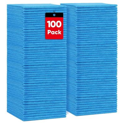 Homexcel 100er Set Microfasertücher 30x30 cm, Blau - Vielseitig für Küche, Auto