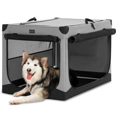 Petsfit faltbare Hundebox XL Grau - Verstellbarer Stoffbezug mit