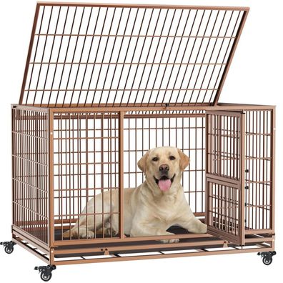 Gardner Pet Hundekäfig faltbar, 110x75x75 cm, 3 Türen, Braun, mit Rollen und