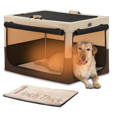 Petsfit faltbare Hundebox für Zuhause & Auto, Transportbox mit Netzfenstern und