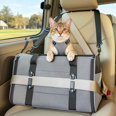 Petsfit Faltbare Transporttasche für Katzen und kleine Hunde bis 5kg, Grau M