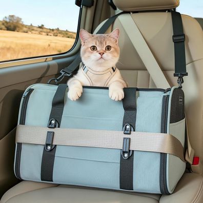 Petsfit Katzen-Auto-Tragetasche, faltbar, mit Schultergurt und Autoschnalle