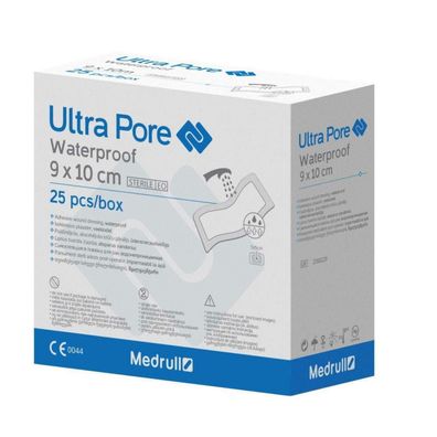 Medrull Wasserfeste Wundpflaster 9x10cm, ULTRA PORE, Steril, Transparent