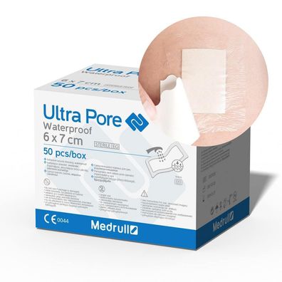 Medrull 100% Wasserfestes Wundpflaster, 6 x 7 cm, Steril, Transparent, Starker