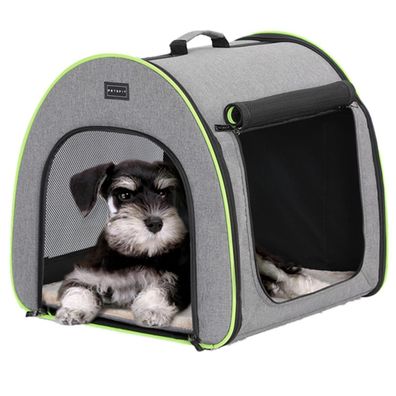Petsfit Faltbare Hundebox für kleine Hunde, Katzen, Kaninchen - Hellgrau