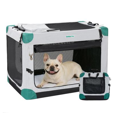 Gardner Pet faltbare Hundetransportbox L (66x48x48cm) - Grau, bis 15 kg, inkl