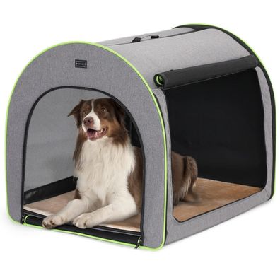 Petsfit Faltbare Hundebox für mittelgroße Hunde, Transportbox mit Plüschkissen