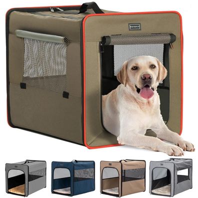 Petsfit Faltbare Hundebox L (79x53.5x66cm) mit 3cm Plüschmatte, für große
