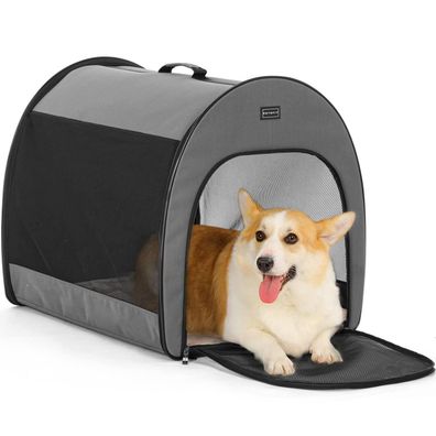 Petsfit Faltbare Hundebox M Grau - Tragbar, Atmungsaktiv & Bequem mit