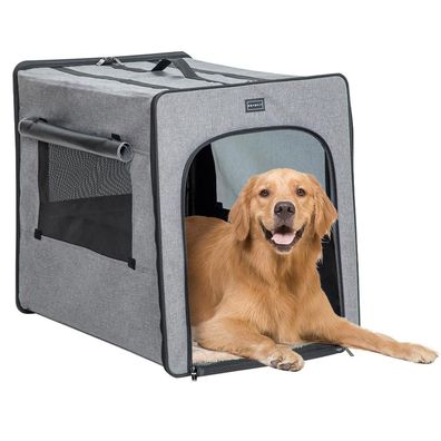 Petsfit Tragbare Hundetransportbox für große Hunde, Hellgrau, L 79x53.5x66cm