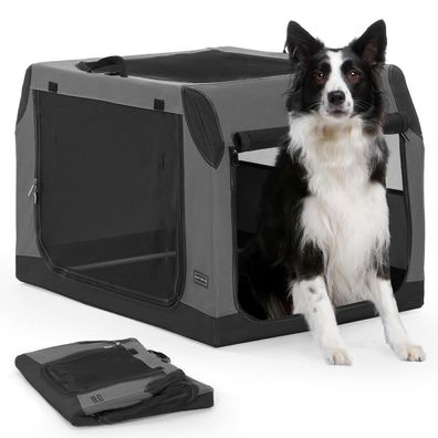Petsfit Faltbare Hundebox für Auto, Kofferraum & Rückbank, Grau, L