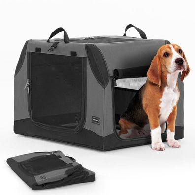 Petsfit Faltbare Hundebox für Auto, Kofferraum & Rückbank, Grau, Größe M